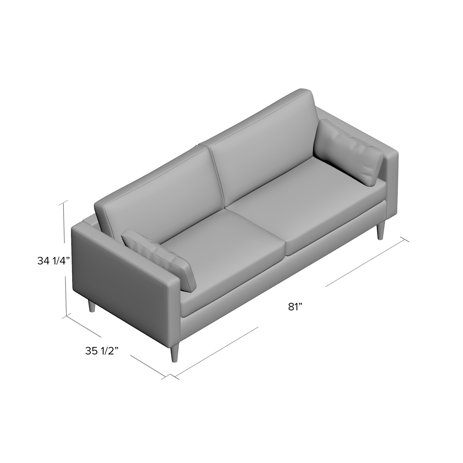 Viveros 81" Leather Sofa, Brown Genuine Leather, Espresso