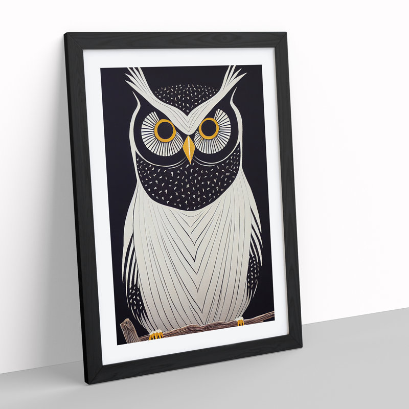 The Unusual Owl - Framed Print, Black, 34cm H x 25cm W x 2cm D