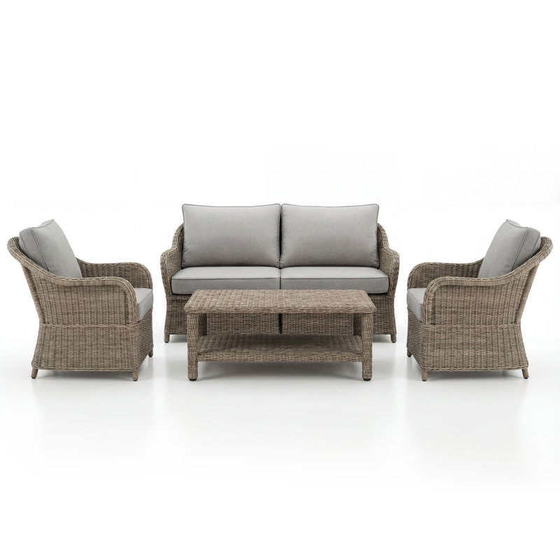 Causeuse de terrasse tout-terrain Martha Stewart avec 2 fauteuils club et table basse Lily Pond