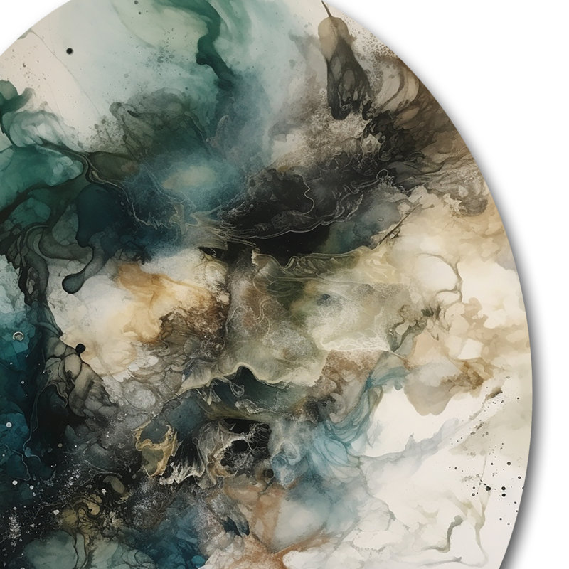 Inner Worlds of Marble II - Art mural rond abstrait géométrique en métal, H 23 po x l 23 po x P 1 po