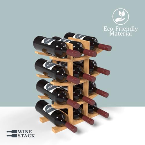 Wine Stack 12 Bottle Bamboo 4-Tier Countertop Wine Rack