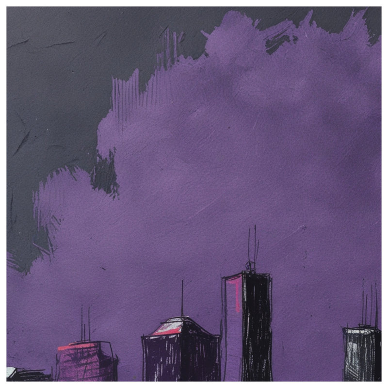 Couvertures mauves City Skyline, 50 po L x 60 po H