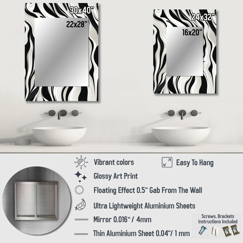 Middleburgh Minimalist Sophistication - grand miroir abstrait, décoration murale abstraite, impression sur métal
