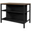 Îlot de cuisine en bois massif rustique 45 po avec table de préparation en bois d'hévéa et 2 tablettes ouvertes Topmax