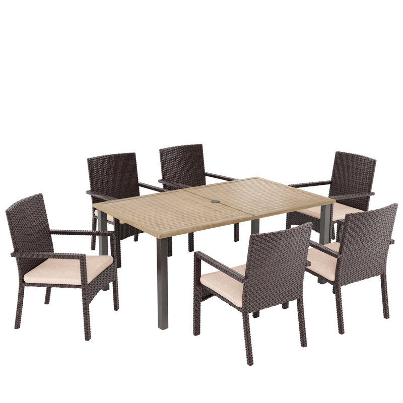 Ensemble de salle à manger rectangulaire pour 60 personnes avec coussins Leonard