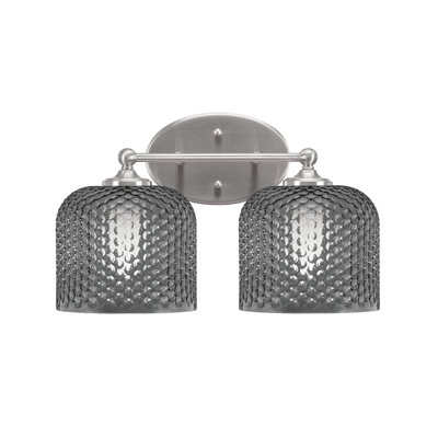 Sheffield 2 Light Bath Bar Shown In Brushed Nickel, 6" Smoke Glass