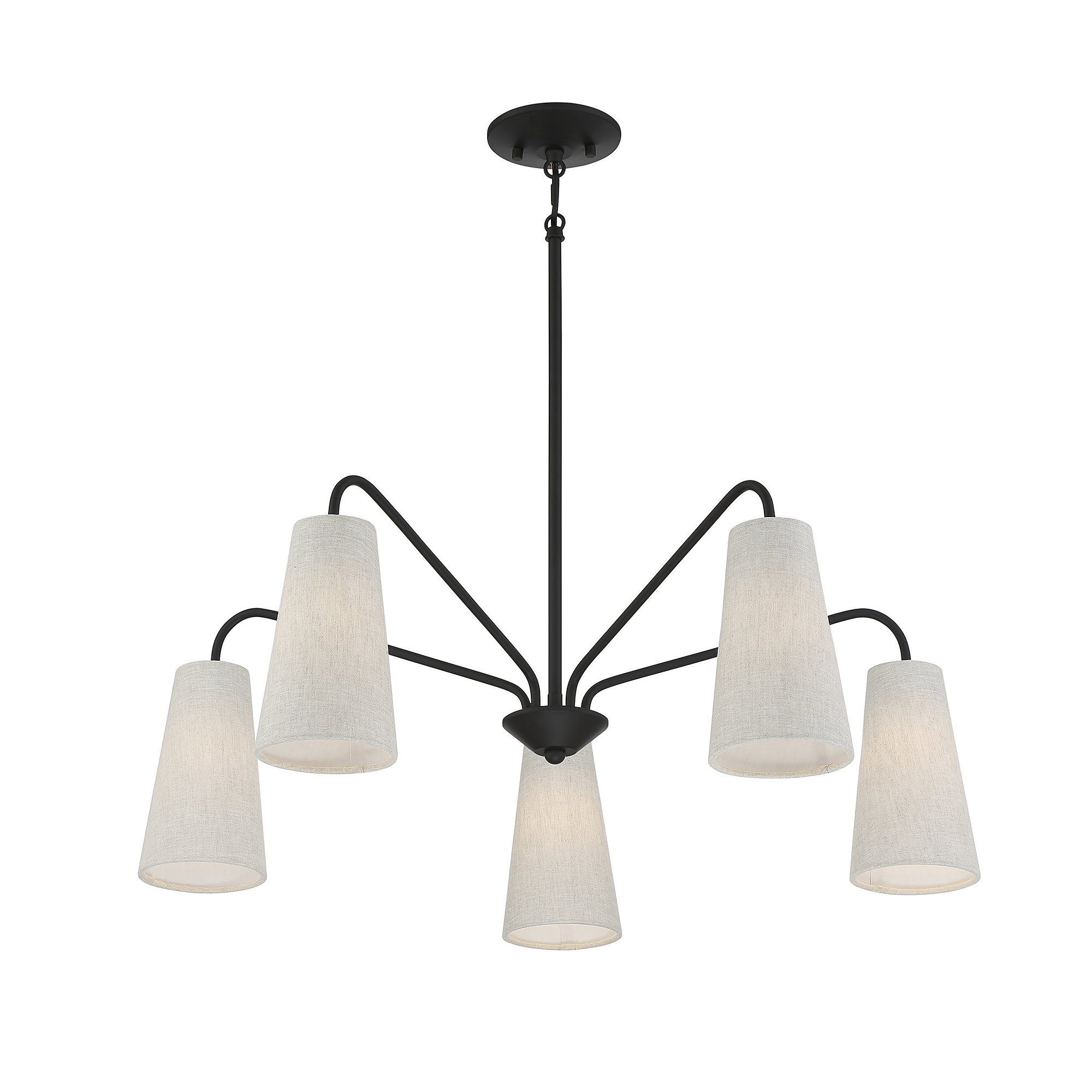 Cher 5 - Light Metal Dimmable Chandelier, Black, Off White/Brown Flecks