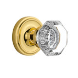 Clear Crystal Waldorf Interior Mortise Door Knob with Classic Rosette
