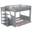 Lit superposé convertible en bois avec escalier de rangement, table de chevet et 3 tiroirs-113610078