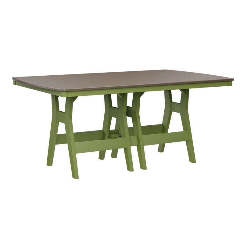 Harbor Outdoor Bar Table, Kiwi Green, 38.87" H x 72" W x 44" D, Hammered Top Bronze