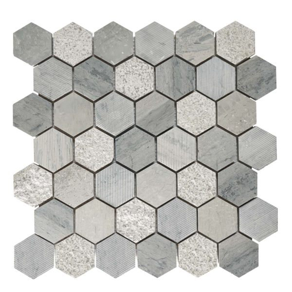 Driftwood Blue Textured 2 Inch Hexagon