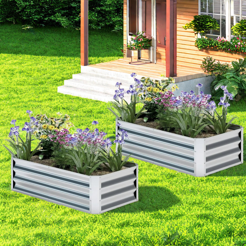 Ensemble de jardin surélevé galvanisé 4 pi x 2 pi 1 pi Tahzeeb (ensemble de 2)