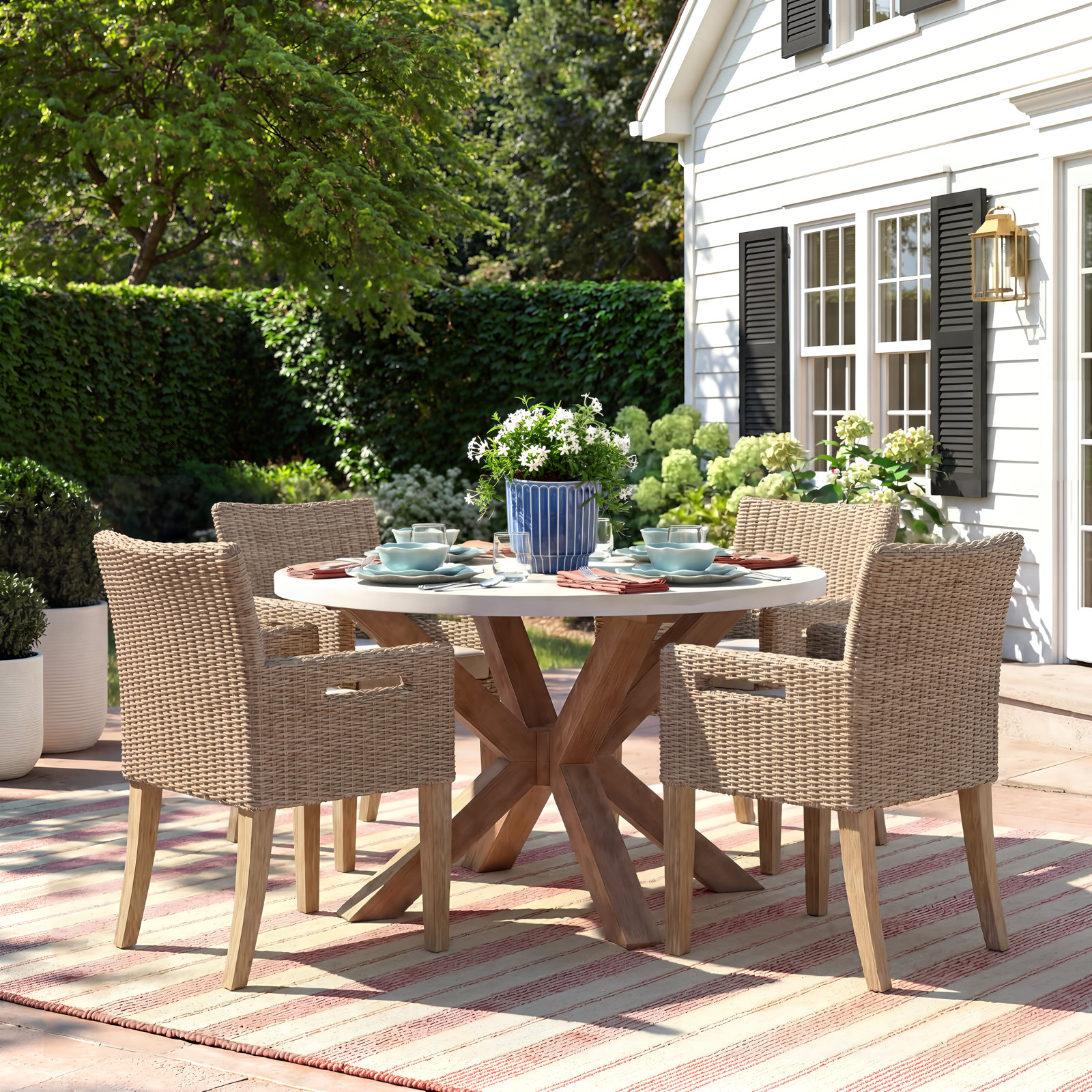 Fleur 48" Eucalyptus Patio Dining Set
