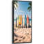 Planche de surf colorée sur une plage ensoleillée avec palmiers, art vertical de la côte, très grandes photos, impression sur toile encadrée-126313472-126313473
