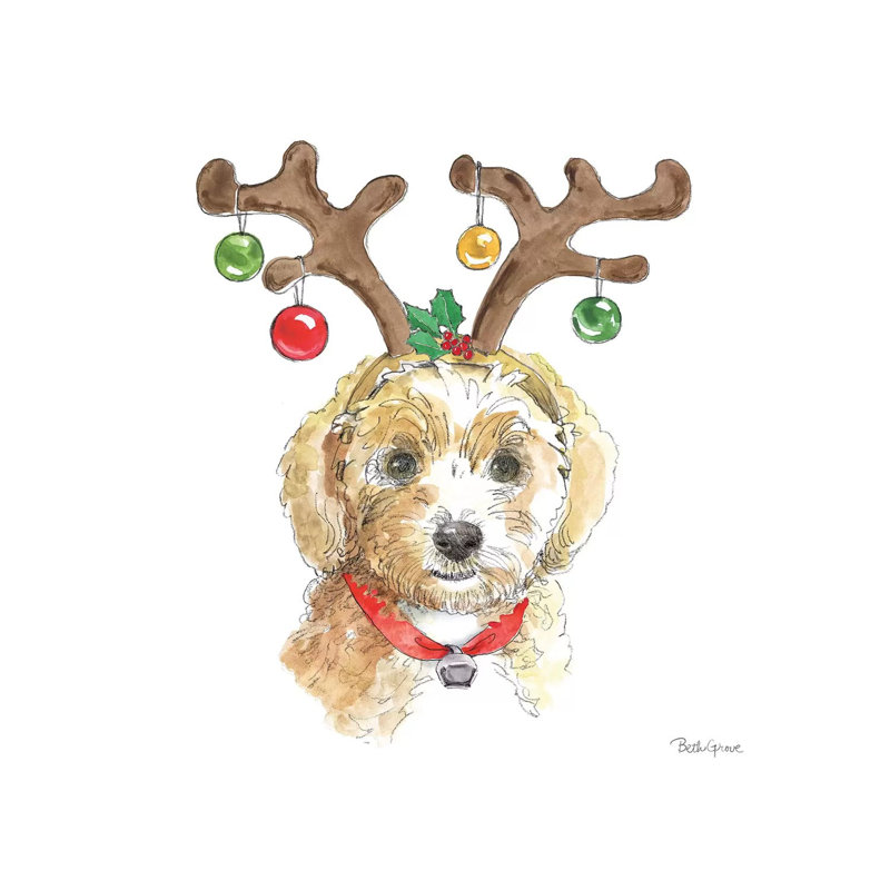 Holiday Paws VI On White by Beth Grove - Wrapped Canvas Print, 30.48 cm H x 30.48 cm W