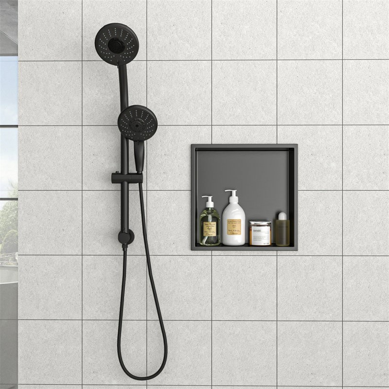 12" X 12" Stainless Steel Shower Niche, Gunmetal Black, 3.94" H x 12" W x 12" D, Gunmetal Black