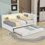 Lit de jour double en bois avec couchette, tablettes de rangement, ports USB et éclairage DEL-74723747
