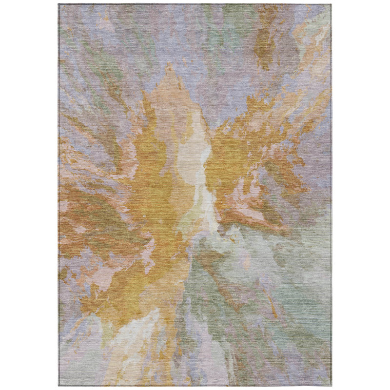 Tapis extérieur lavable abstrait rouille et lavande 3 pi x 5 pi