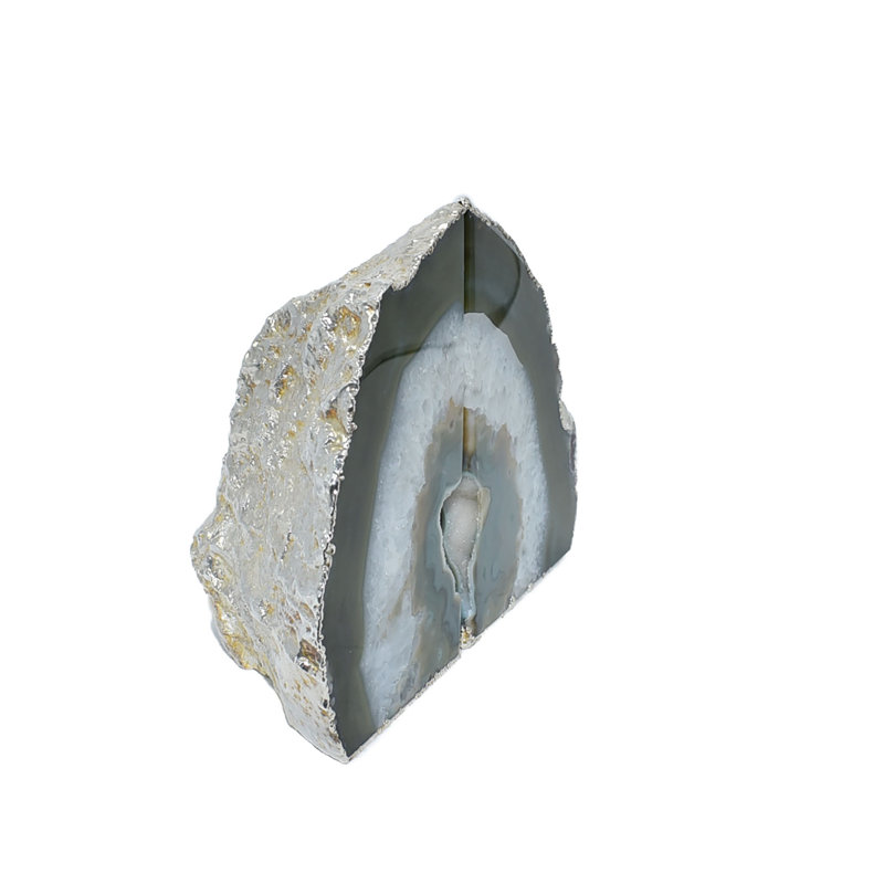 Serre-livres antidérapant Agate, Vert / argenté, H 4,5 po x l 5,5 po x P 2 po