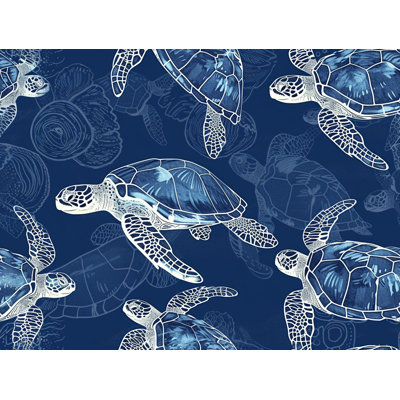 Turtles Marine Life Room Darkening Curtain Pair