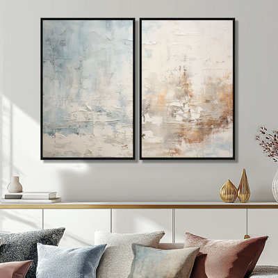 Beige Blue Ocean Storm II - Modern Wall Art