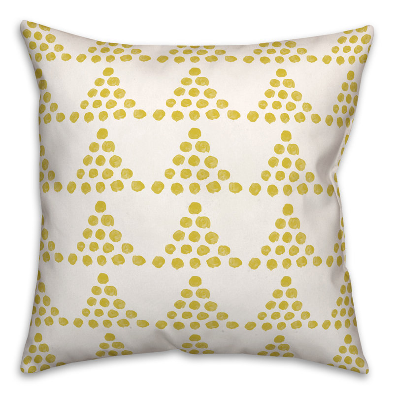Polka Dots Outdoor Reversible Throw Pillow, Yellow, 18" H x 18" W