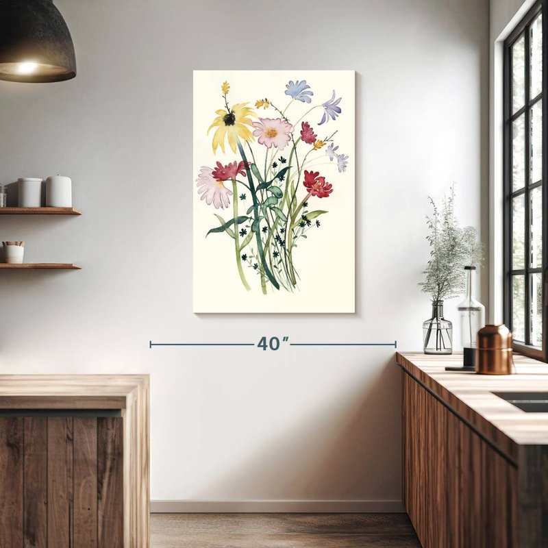 Harnek, aquarelle de fleurs sauvages I, H 39 po x l 26 po