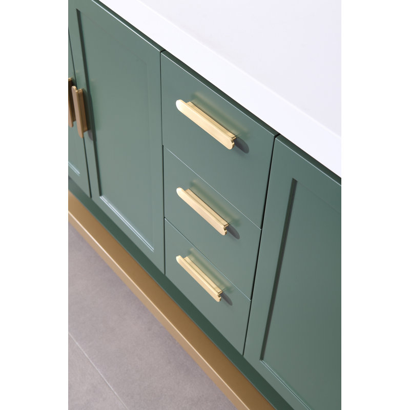Winchester 60” W Double Vanity, White, Forest Green