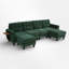Canapé modulaire rembourré en chenille avec table d'appoint, ports USB et repose-pieds Chenille-650359653