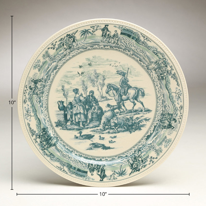 Assiette plate en porcelaine Kowal, Vert/crème