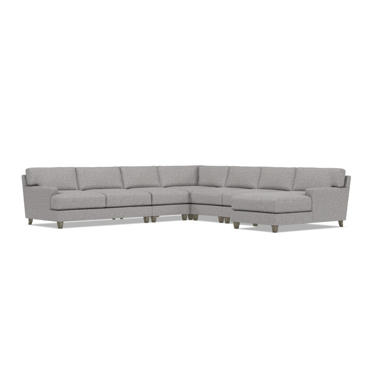 Bernhardt Mila 6-Piece Fabric Sectional, Right Hand Facing, Gray Polyester, 33.5" H x 137" W x 137" D