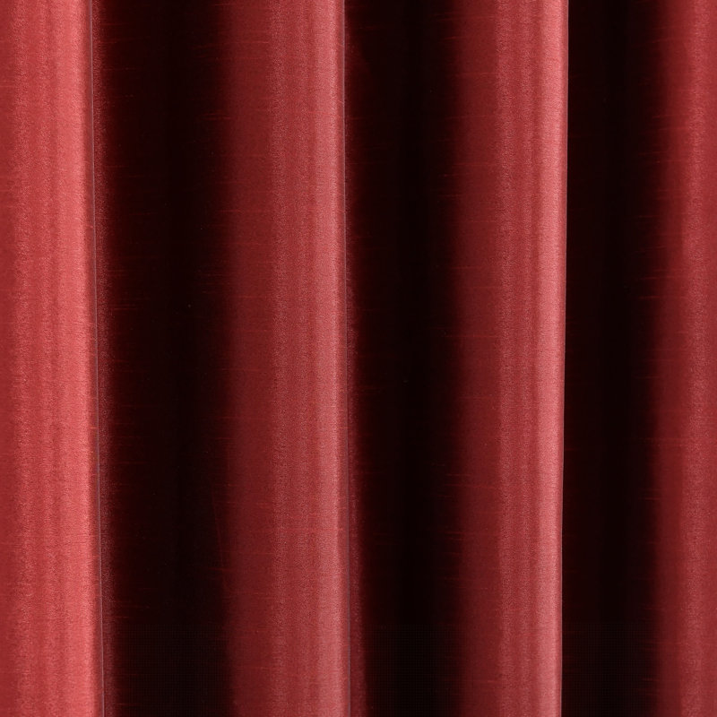 Red Faux Silk Blackout Grommet Window Panel