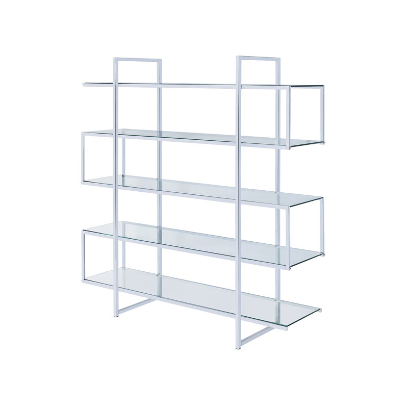 Laguerre 5-shelf Geometric Bookcase, Clear