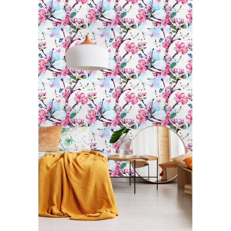 Rouleau de papier peint auto-adhésif Blooming Sakura, L 16,67 po x l 25 po
