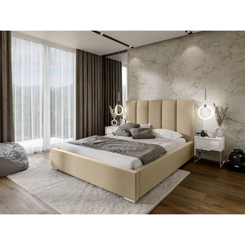 Cockburn Upholstered Bed Frame, 140 x 200cm, Beige