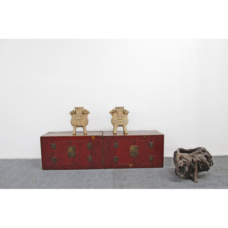 2 Piece Solid Wood Coffee Table Trunk