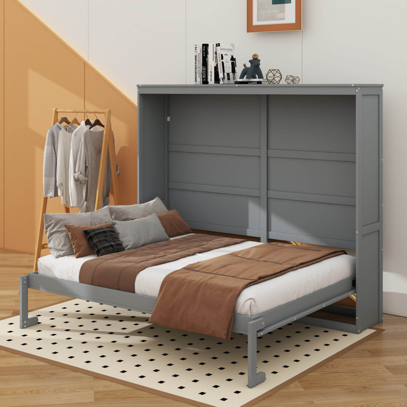 High-Efficiency Space-Saving Murphy Wall Bed, Gray, Full