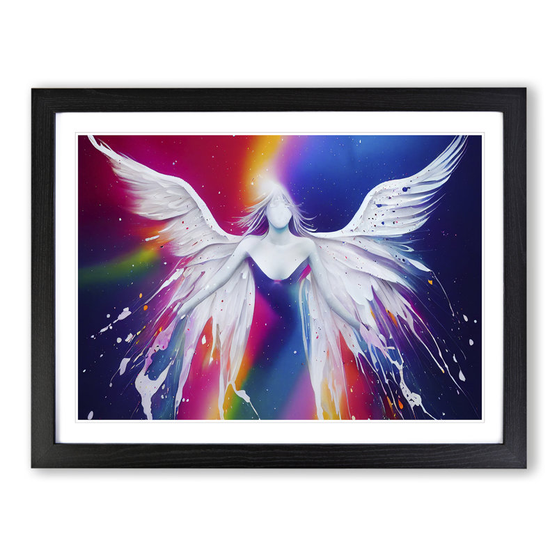Angel Painted Vol.2 Abstract - Single Picture Frame Print, Black, 46cm H x 64cm W