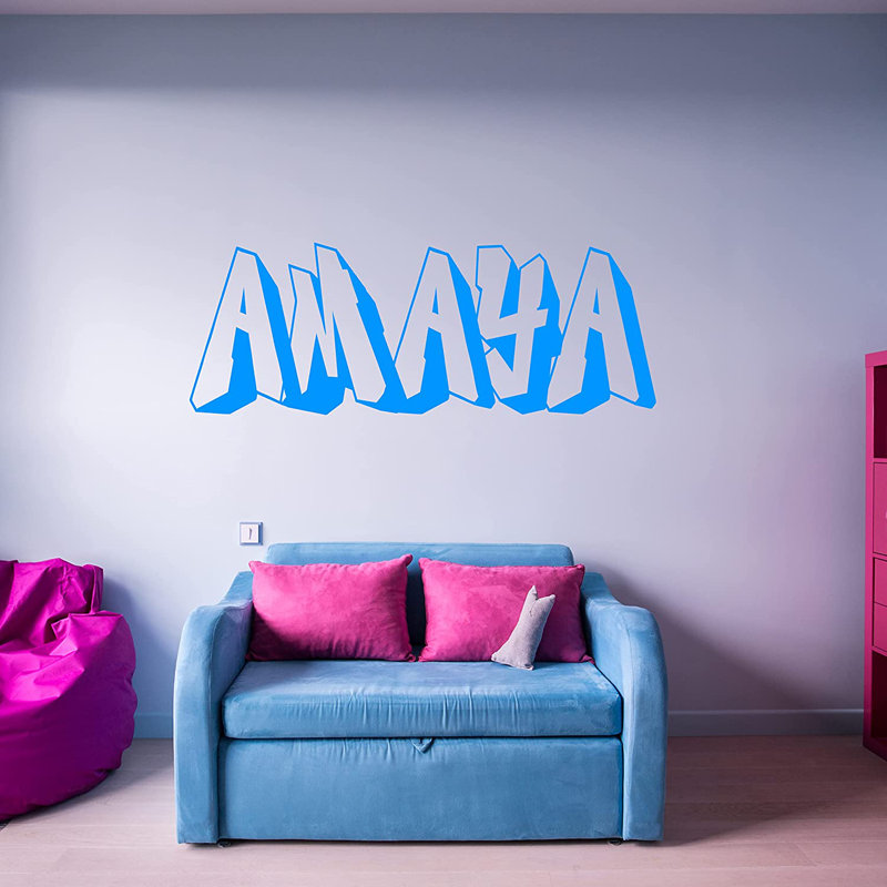 Adhésif décoratif graffiti, Bleu ciel, H 4 po x l 17 po