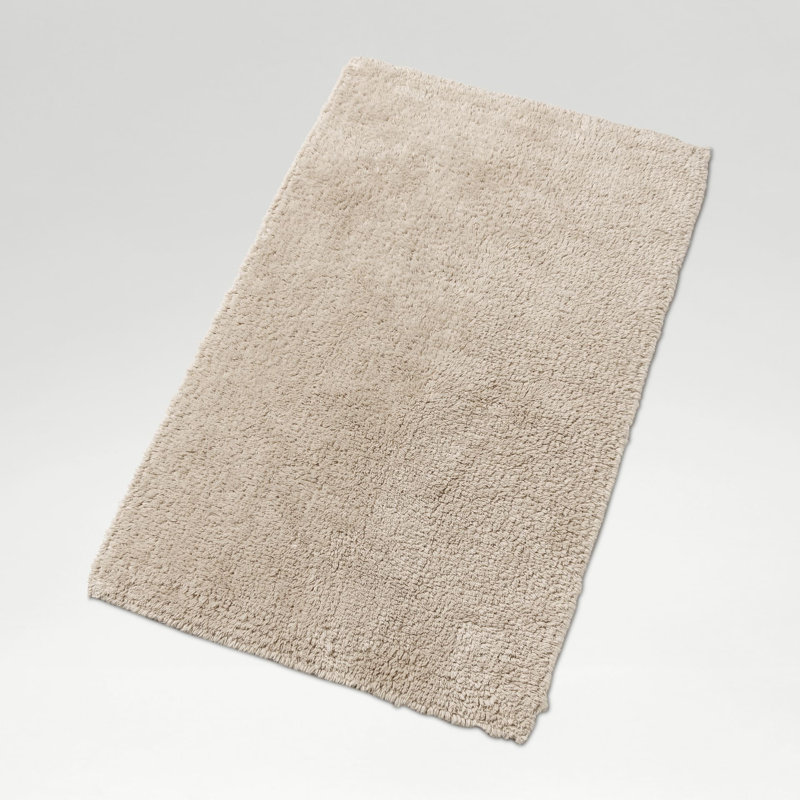 Reversible 100% Cotton Rectangle Bath Rug, Stone
