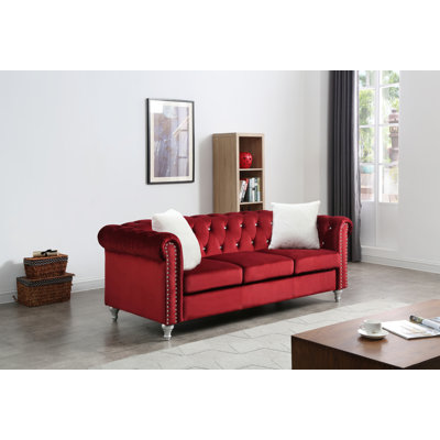 Raisa 83in Sofa, Burgundy