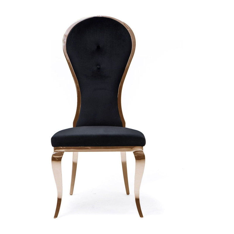 Fauteuil d'appoint en velours, Or rose, Noir