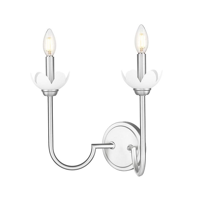 Applique murale texturée Burgett, Nickel brossé, Deux lumières, H 11,75 po x l 15 po x P 7,5 po