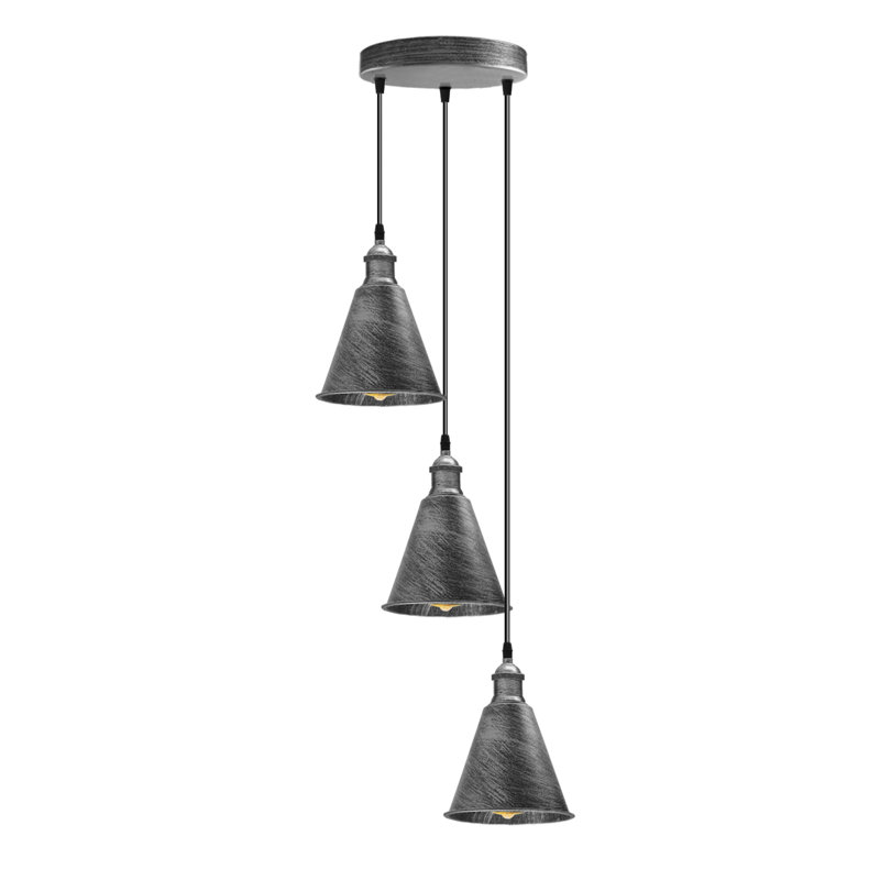 Deramus 3 - Light Brushed Silver Cluster Pendant, No