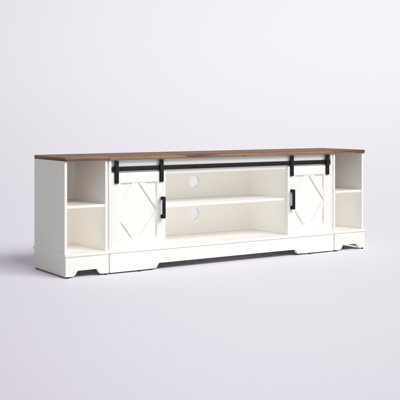 Meuble télé 3 en 1 Glenford pour maison de campagne moderne pour téléviseur de 85 po ou moins, centre de divertissement en bois avec rangement ouvert pour le salon, brun rustique