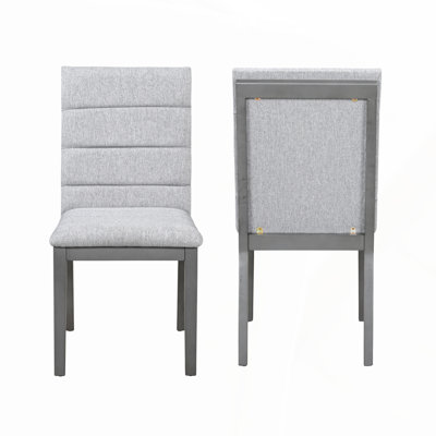Ensemble de 2 chaises de salle à manger modernes à finition chêne gris et capitonnées