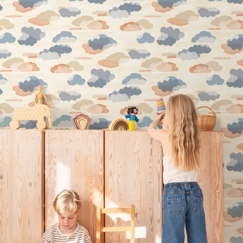 Little Dreamers Collection Clouds Wallpaper Roll, Blue