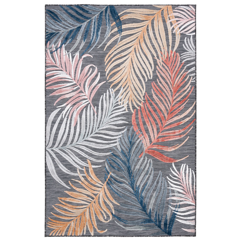 Tapis intérieur / extérieur noir / rouille Swampscott, Rectangle 4pi x 6 pi