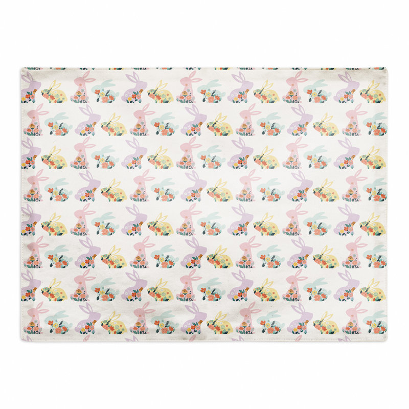Cotton Floral Rabbits 14" Rectangle Placemat