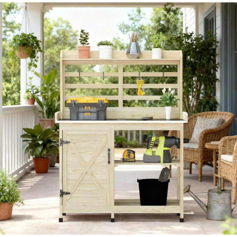 Potting Bench,Wooden Potting Bench, Natural Wood